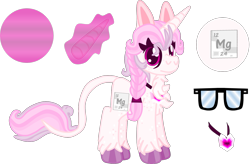 Size: 1695x1110 | Tagged: safe, artist:casanova-mew, derpibooru import, oc, oc only, oc:magnesium, element pony, object pony, original species, pony, unicorn, chest fluff, female, leonine tail, mare, ponified, reference sheet, simple background, solo, transparent background, unshorn fetlocks