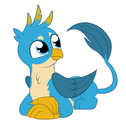 Size: 3000x3000 | Tagged: safe, artist:squipycheetah, derpibooru import, gallus, griffon, school daze, crossed arms, cute, folded wings, gallabetes, griffons doing cat things, happy, male, prone, simple background, sitting, smiling, solo, transparent background