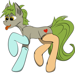 Size: 1000x1038 | Tagged: safe, artist:bitrate16, derpibooru import, oc, oc only, clothes, cute, male, simple background, socks, solo, tongue out, transparent background