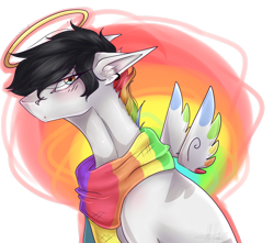 Size: 5353x4731 | Tagged: safe, artist:lastaimin, derpibooru import, oc, pegasus, pony, absurd resolution, clothes, halo, male, scarf, simple background, solo, stallion, transparent background