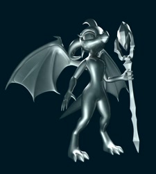 Size: 1800x2000 | Tagged: safe, artist:argos90, derpibooru import, princess ember, dragon, 3d, bloodstone scepter, dragoness, female, metal, solo, standing up, statue