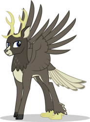 Size: 950x1284 | Tagged: safe, artist:mlp-trailgrazer, derpibooru import, oc, oc only, oc:peregrin, deer, original species, peryton, male, simple background, solo, transparent background, vector