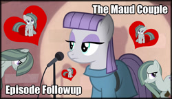 Size: 1280x738 | Tagged: safe, derpibooru import, edit, edited screencap, screencap, marble pie, maud pie, the maud couple, episode followup, heart, microphone