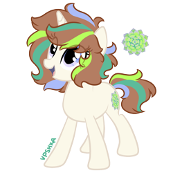 Size: 2000x2000 | Tagged: safe, artist:vpshka, derpibooru import, oc, oc only, oc:echeveria, pony, unicorn, cute, female, mare, open mouth, simple background, solo, standing, transparent background