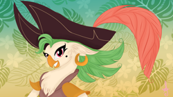 Size: 4156x2333 | Tagged: source needed, safe, artist:silversthreads, derpibooru import, captain celaeno, anthro, parrot, my little pony: the movie, beauty mark, clothes, ear piercing, earring, female, hat, jewelry, piercing, pirate hat, solo