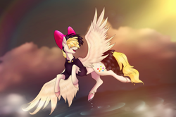 Size: 2454x1629 | Tagged: safe, artist:mirtalimeburst, derpibooru import, songbird serenade, pegasus, pony, my little pony: the movie, clothes, female, flying, mare, open mouth, realistic horse legs, solo