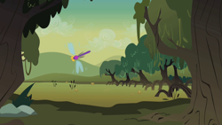 Size: 1280x720 | Tagged: safe, derpibooru import, screencap, dragonfly, insect, feeling pinkie keen, froggy bottom bog, no pony, scenery, swamp