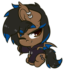 Size: 3360x3602 | Tagged: safe, artist:wickedsilly, derpibooru import, oc, oc only, bat pony, chibi, commission, giant head, simple background, solo, starry eyes, transparent background, wingding eyes