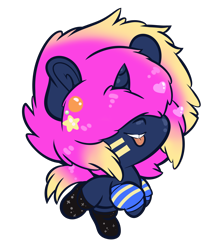 Size: 3248x3764 | Tagged: safe, artist:wickedsilly, derpibooru import, oc, oc only, chibi, clothes, commission, giant head, simple background, socks, solo, tongue out, transparent background