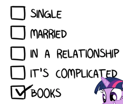 Size: 1138x968 | Tagged: safe, derpibooru import, edit, twilight sparkle, pony, unicorn, book, bookhorse, checklist, female, grin, mare, simple background, smiling, solo, squee, that pony sure does love books