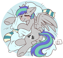 Size: 2994x2732 | Tagged: safe, artist:ruef, derpibooru import, oc, oc only, oc:storm feather, clothes, cute, male, pillow, scarf, sleeping, solo, stallion