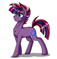 Size: 2200x2300 | Tagged: safe, artist:jack-pie, derpibooru import, oc, oc only, oc:stellar rain, pony, unicorn, daughter, female, magical lesbian spawn, mare, offspring, parent:tempest shadow, parent:twilight sparkle, parents:tempestlight, simple background, solo, transparent background