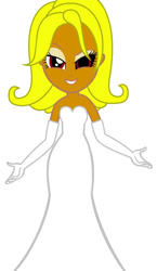 Size: 698x1200 | Tagged: safe, artist:bubblinidavinci9801, derpibooru import, oc, oc only, oc:com-smash, equestria girls, base used, clothes, crappy art, dress, looking at you, rule 63, solo, wedding dress