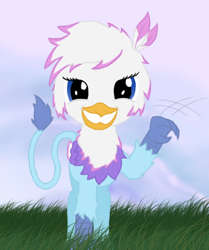 Size: 508x607 | Tagged: safe, artist:basma, derpibooru import, oc, oc only, oc:basma, griffon, looking at you, smiling, waving