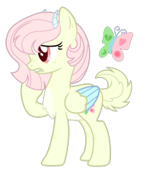 Size: 1686x2018 | Tagged: safe, artist:darlyjay, derpibooru import, oc, oc:opposity flower, hybrid, female, horns, interspecies offspring, offspring, parent:discord, parent:fluttershy, parents:discoshy, simple background, solo, transparent background