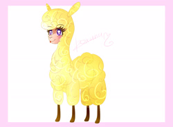 Size: 2600x1900 | Tagged: safe, artist:sweethearts11, derpibooru import, paprika paca, alpaca, them's fightin' herds, heart eyes, smiling, solo, tongue out, wingding eyes