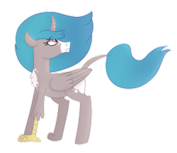 Size: 1023x887 | Tagged: safe, artist:ashidaii, derpibooru import, oc, oc:accordia, hybrid, pony, female, interspecies offspring, offspring, parent:discord, parent:princess celestia, parents:dislestia, simple background, solo, transparent background