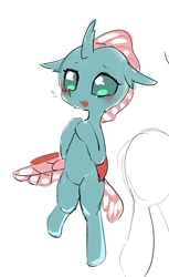 Size: 732x1200 | Tagged: safe, artist:yajima, derpibooru import, ocellus, changedling, changeling, semi-anthro, blushing, cute, diaocelles, female, simple background, solo, standing