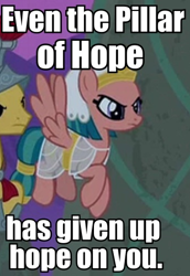 Size: 346x502 | Tagged: safe, derpibooru import, edit, edited screencap, screencap, flash magnus, somnambula, pegasus, pony, shadow play, angry, hypocrite, image macro, irony, meme, solo focus, text