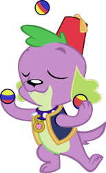 Size: 2868x4670 | Tagged: safe, artist:red4567, derpibooru import, spike, spike the regular dog, dog, equestria girls, movie magic, spoiler:eqg specials, ball, collar, fez, hat, juggling, paws, puppy, simple background, transparent background, vector