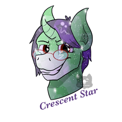 Size: 3000x3000 | Tagged: artist needed, safe, derpibooru import, oc, oc only, oc:crescent star, crystal pony, unicorn, crystal unicorn, glasses, male, smiling, solo, stallion