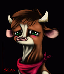 Size: 2745x3200 | Tagged: dead source, safe, artist:darksly, derpibooru import, arizona cow, cow, them's fightin' herds, bust, community related, female, portrait, reallistic, solo