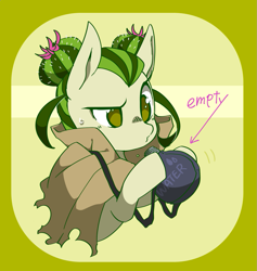 Size: 1137x1200 | Tagged: safe, artist:potetecyu_to, derpibooru import, oc, oc:saboco, cactus pony, canteen, cloak, clothes, female, mare, solo