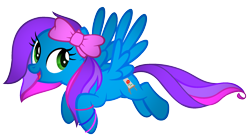 Size: 2017x1121 | Tagged: safe, artist:thecreativeenigma, derpibooru import, oc, oc:azure acrylic, pegasus, pony, bow, female, hair bow, mare, simple background, solo, transparent background