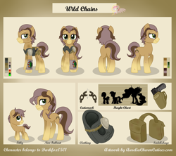 Size: 5400x4801 | Tagged: safe, artist:raspberrystudios, derpibooru import, oc, oc only, oc:wild chains, fallout equestria, absurd resolution, commission, gun, reference sheet, saddle bag, weapon