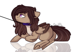 Size: 1500x1050 | Tagged: safe, artist:cloud-fly, derpibooru import, oc, pegasus, pony, collar, female, leash, mare, prone, solo