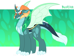 Size: 1600x1200 | Tagged: safe, artist:faith-wolff, derpibooru import, oc, oc only, oc:prince basilisk, hybrid, abstract background, changeling hybrid, colored sclera, dragonling, faithverse, interspecies offspring, male, next generation, offspring, parent:princess ember, parent:thorax, parents:embrax, slit eyes, solo