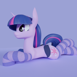 Size: 800x800 | Tagged: safe, artist:silshadnic, derpibooru import, twilight sparkle, 3d, 3d model, blender, clothes, panties, simple background, socks, solo, striped socks, underwear, wip