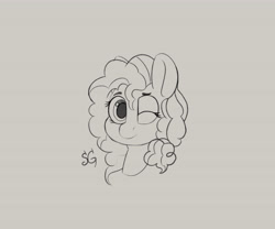 Size: 6000x5000 | Tagged: safe, artist:sunlightgryphon, derpibooru import, pear butter, earth pony, pony, absurd resolution, female, mare, one eye closed, sketch, wink