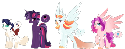 Size: 5000x1982 | Tagged: safe, artist:theroyalartofna, derpibooru import, oc, oc only, classical hippogriff, hippogriff, hybrid, pony, unicorn, my little pony: the movie, adoptable, bow, colored sclera, female, green eyes, green sclera, interspecies offspring, magical lesbian spawn, mare, offspring, parent:capper dapperpaws, parent:captain celaeno, parent:pinkie pie, parent:princess skystar, parent:rainbow dash, parent:rarity, parent:tempest shadow, parent:twilight sparkle, parents:capperity, parents:celaenodash, parents:skypie, parents:tempestlight, raised claw, simple background, tail bow, transparent background