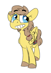 Size: 404x582 | Tagged: safe, artist:lilsunshinesam, derpibooru import, oc, oc only, oc:rory kenneigh, pegasus, pony, grin, smiling, solo