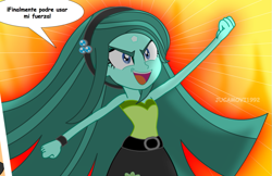 Size: 795x515 | Tagged: safe, artist:jucamovi1992, derpibooru import, oc, oc:radne, equestria girls, spanish