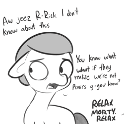 Size: 1650x1650 | Tagged: safe, artist:tjpones, derpibooru import, earth pony, pony, grannies gone wild, morty smith, pony morty, pony rick, rick and morty, rick sanchez