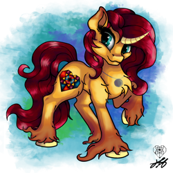 Size: 2000x2000 | Tagged: safe, artist:stainedglasslighthea, derpibooru import, oc, oc only, oc:stained glass light heart, pony, unicorn, curved horn, digital art, female, jewelry, mare, necklace, signature, smiling, solo, unshorn fetlocks