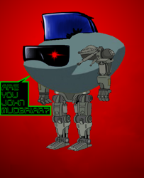 Size: 1000x1233 | Tagged: safe, derpibooru import, boulder (pet), robot, the maud couple, implied mudbriar, john connor, mech, solo, sunglasses, terminator