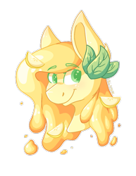 Size: 925x1200 | Tagged: safe, artist:person8149, derpibooru import, oc, oc:citronel, earth pony, pony, bust, female, food, mare, orange, portrait, simple background, solo, transparent background