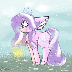 Size: 600x600 | Tagged: safe, artist:sinnerred, derpibooru import, diamond tiara, pony, flower, snow, solo