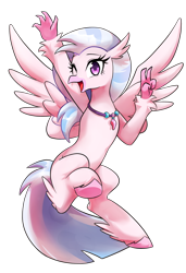 Size: 2400x3500 | Tagged: safe, artist:dilandau203, derpibooru import, silverstream, classical hippogriff, hippogriff, school daze, cute, diastreamies, female, high res, one eye closed, simple background, solo, spread wings, transparent background, wings