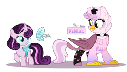 Size: 2999x1696 | Tagged: safe, artist:strawberry-spritz, derpibooru import, changeling, griffon, changeling hybrid, choker, clothes, curly hair, floral head wreath, flower, magical lesbian spawn, offspring, parent:cheerilee, parent:gilda, parent:princess flurry heart, parent:queen chrysalis, parents:chrysheart, parents:gildalee, pastel goth, ripped stockings, simple background, sweater, transparent background, transparent wings