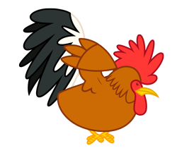 Size: 4448x3853 | Tagged: safe, artist:estories, derpibooru import, bird, rooster, absurd resolution, animal, crouching, eyes closed, simple background, solo, spread wings, transparent background, vector, wings