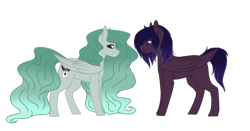 Size: 1024x535 | Tagged: safe, artist:kimyowolf, derpibooru import, oc, oc only, oc:eclipse star, oc:memorie, pegasus, pony, black sclera, female, mare, simple background, transparent background