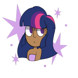 Size: 8267x8267 | Tagged: safe, artist:rainelathepegasus00, derpibooru import, twilight sparkle, human, absurd resolution, alternate hairstyle, bust, dark skin, female, humanized, simple background, solo, transparent background