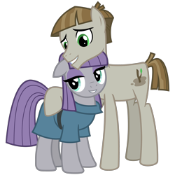 Size: 3200x3200 | Tagged: safe, artist:cheezedoodle96, derpibooru import, maud pie, mudbriar, earth pony, pony, the maud couple, .svg available, female, floppy ears, hug, lidded eyes, looking at you, male, mare, maudbriar, shipping, simple background, smiling, stallion, straight, svg, transparent background, vector