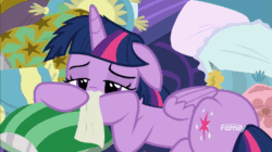 Size: 902x505 | Tagged: safe, derpibooru import, screencap, twilight sparkle, twilight sparkle (alicorn), alicorn, pony, school daze, animated, bed, cute, faic, floppy ears, pillow, solo, tissue