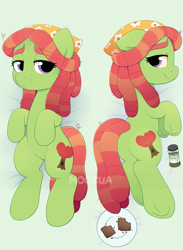 Size: 545x744 | Tagged: safe, artist:moozua, derpibooru import, tree hugger, earth pony, pony, body pillow, body pillow design, brownies, butt, female, food, oregano, plot, solo