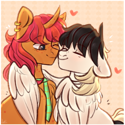 Size: 3000x3000 | Tagged: safe, artist:pesty_skillengton, derpibooru import, oc, oc only, pegasus, pony, unicorn, cute, gay, hug, love, male, winghug